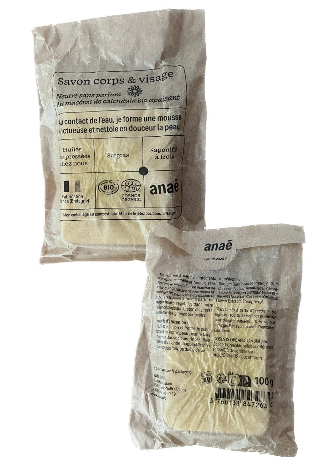 Savon Solide Surgras Visage et Corps - Macérat de Calendua - Anaé