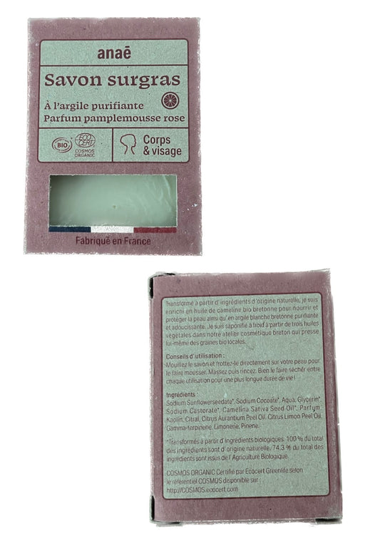 Savon Solide Bio Visage et Corps - Pamplemousse Rose - Anaé